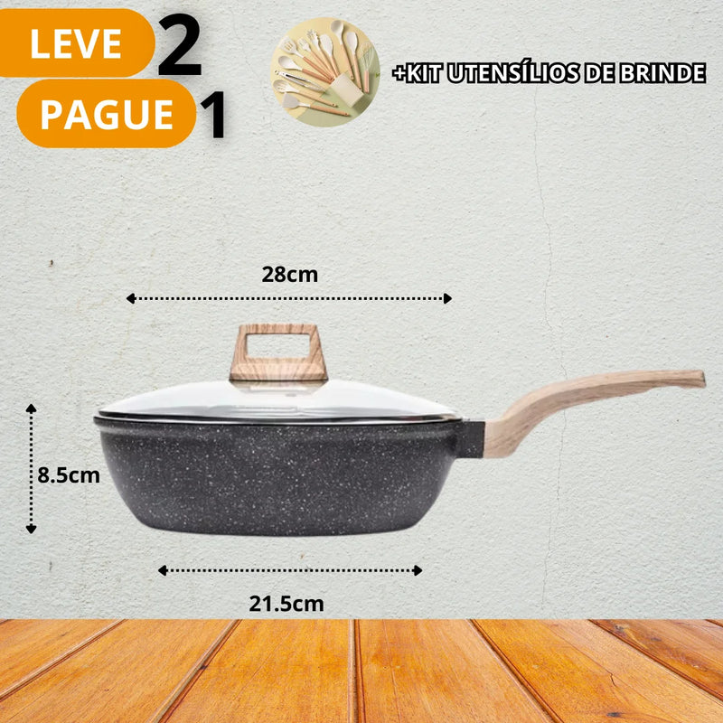 [Leve 2 Pague 1] Frigideira Wok Chef de Cerâmica Saudável + BRINDE: Kit Utensílio