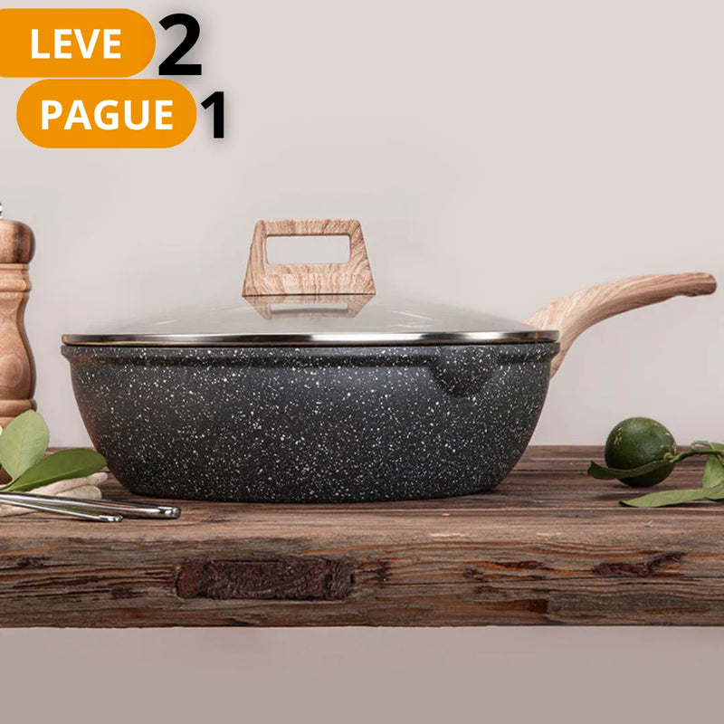 [Leve 2 Pague 1] Frigideira Wok Chef de Cerâmica Saudável + BRINDE: Kit Utensílio